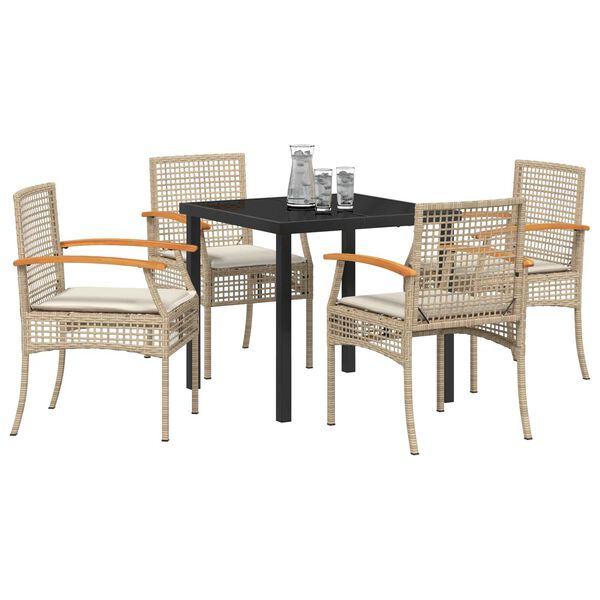 vidaXL Garden Dining Set 5 pcs Beige Poly Rattan