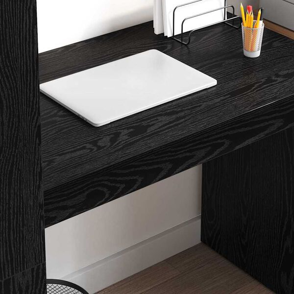 vidaXL Desk with Shelf Black Oak 113 x 54 x 120 cm Engineered Wood