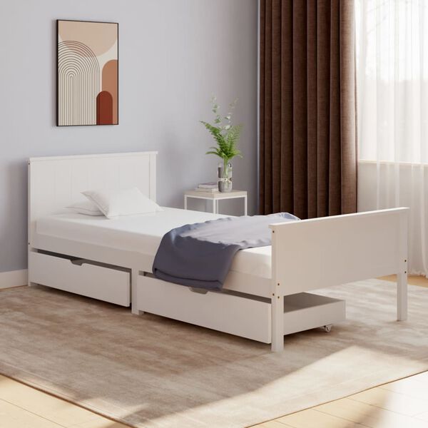 vidaXL Bed Frame without Mattress White Solid Wood Pine 90x200 cm