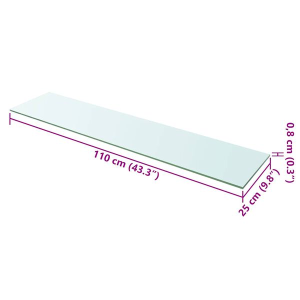 vidaXL Shelves 2 pcs Panel Glass Clear 110x25 cm