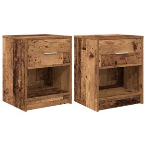 vidaXL Bedside Cabinets 2 pcs with Drawer Old Wood 40x34x50 cm