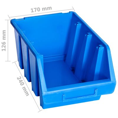 vidaXL Stacking Storage Bins 20 pcs Blue Plastic