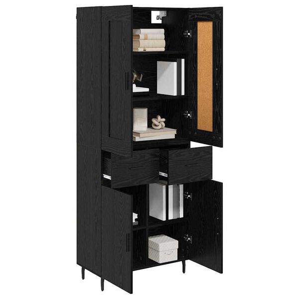vidaXL Highboard with Drawer 2 pcs Black Oak Engineered Wood