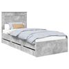 vidaXL Bed Frame with Drawer Concrete Grey 90 x 190 cm Engineer Wood