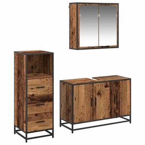 vidaXL Bathroom Furniture Set 3 pcs Old Wood Engineered Wood