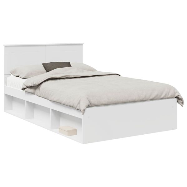 vidaXL Bed Frame with Headboard White 120 x 190 cm Engineered wood