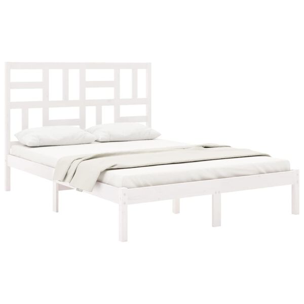 vidaXL Bed Frame without Mattress White Solid Wood 120x200 cm