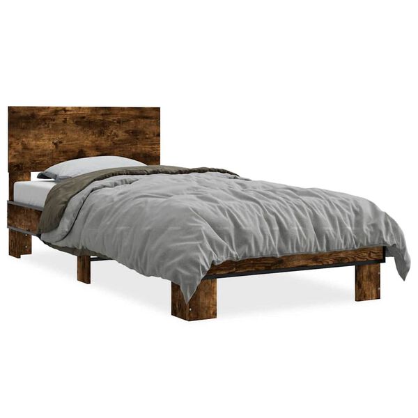 vidaXL Bed Frame without Mattress Smoked Oak 75x190 cm Small Single