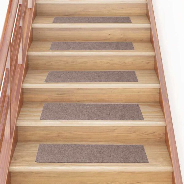 vidaXL Stair Mats Self-adhesive 15 pcs 76x20 cm Light Brown Rectangular