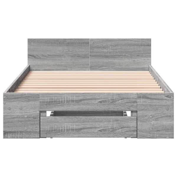 vidaXL Bed Frame with Drawer without Mattress Grey Sonoma 75x190 cm Small Single