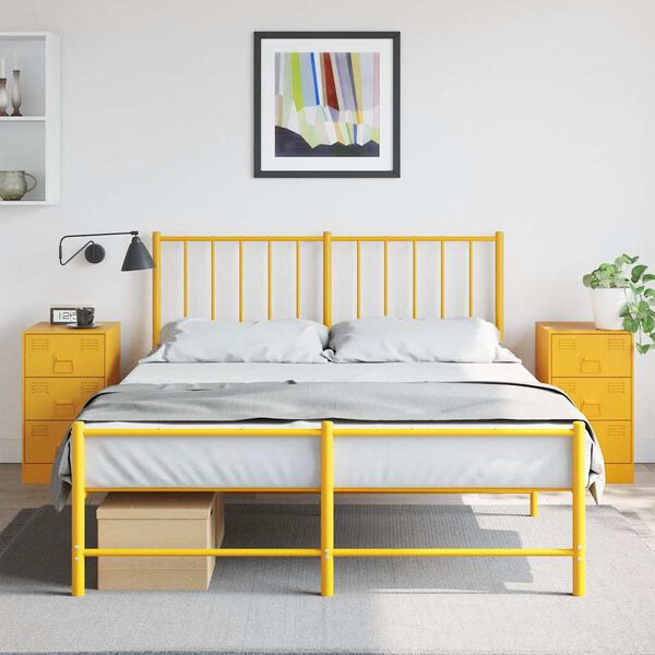 vidaXL Bedside Cabinets 2 pcs Mustard Yellow 34.5x39x62 cm Steel