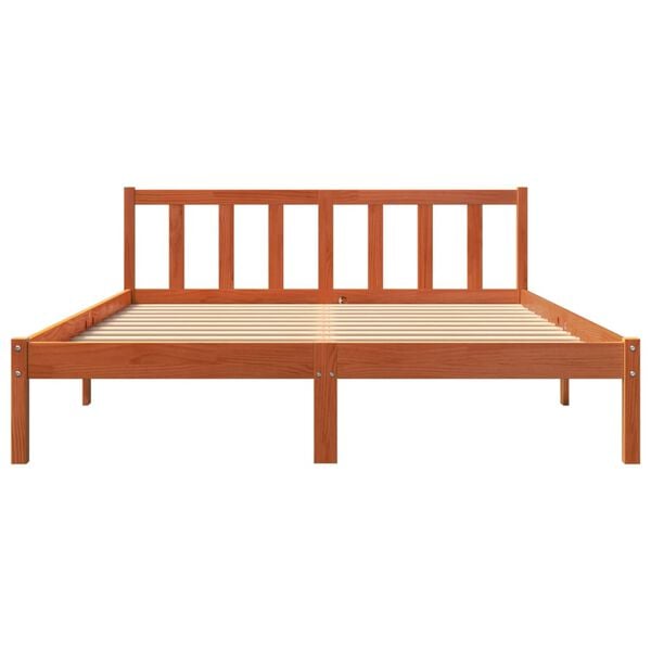 vidaXL Bed Frame without Mattress Wax Brown 150x200 cm King Size Solid Wood Pine