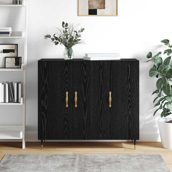 vidaXL Sideboard Black Oak 90 x 34 x 80 cm Engineered Wood