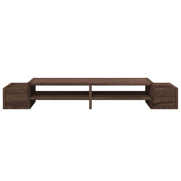 vidaXL Monitor Stand with Storage Brown Oak 100x27x15 cm Engineered Wood