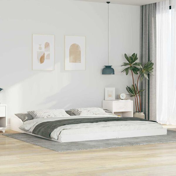 vidaXL Bed Frame White 200 x 220 cm Solid Pine Wood