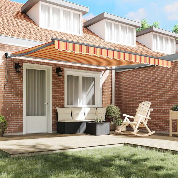 vidaXL Retractable Awning Manual Yellow and Orange 400 x 300 cm