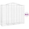 vidaXL Arched Gabion Baskets 15 pcs 200x50x160/180 cm Galvanised Iron