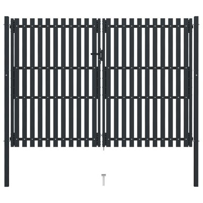 vidaXL Double Door Fence Gate Steel 306x250 cm Anthracite