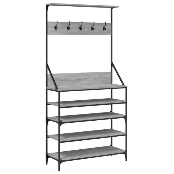 vidaXL Clothes Rack with Shoe Storage Grey Sonoma 90x34x184 cm