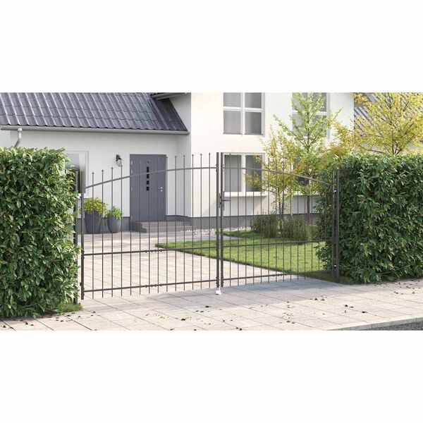 vidaXL Double Gate with Lock Grey 400 x 224.5 cm Steel