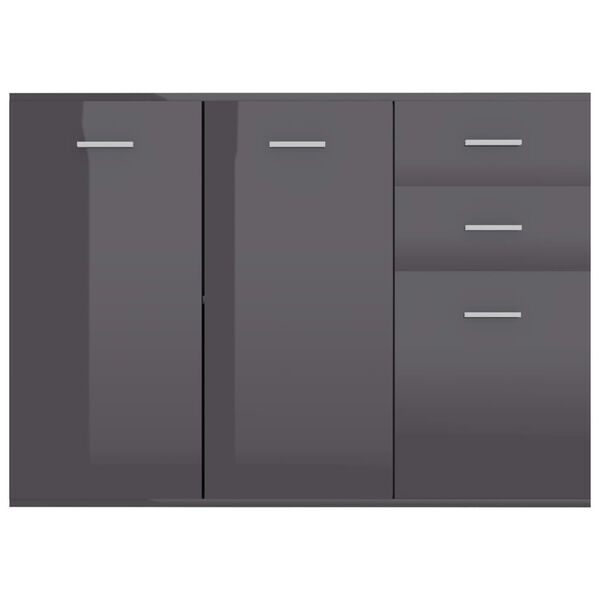 vidaXL Sideboard High Gloss Grey 105x30x75 cm Engineered Wood