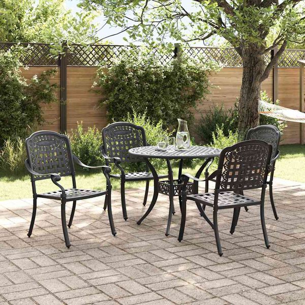 vidaXL Garden Dining Set 5 pcs Black Aluminium
