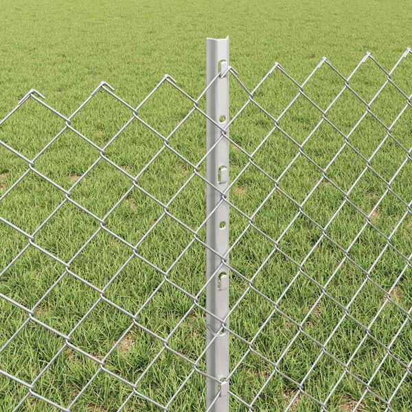 vidaXL Fence with Post Silver 0.6 x 25 m Steel