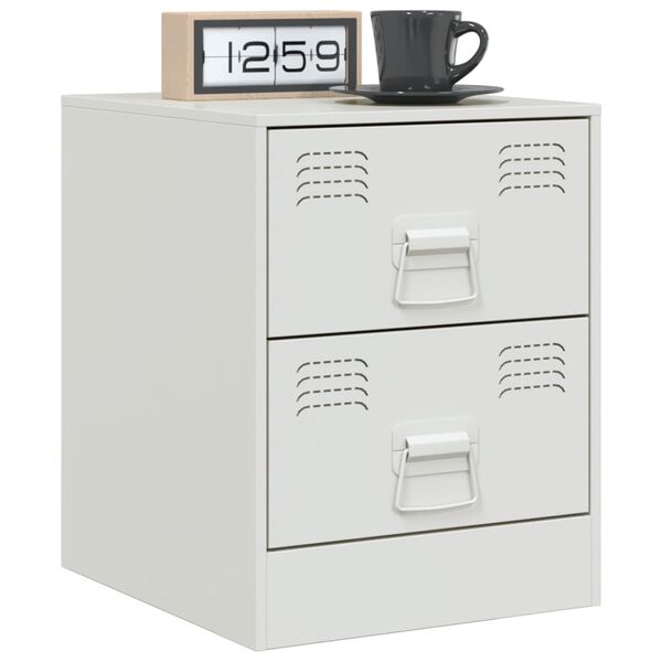 vidaXL Bedside Cabinets 2 pcs White 34.5x39x44 cm Steel