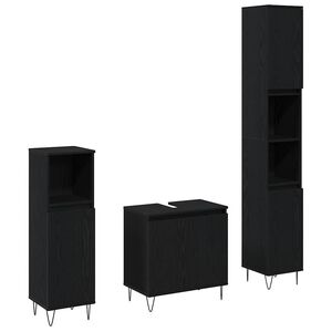 vidaXL Bathroom Furniture Set 3 pcs Black Oak 30 x 30 x 190 cm