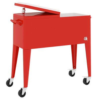 vidaXL Cooler Cart with Wheels Red 92x43x89 cm