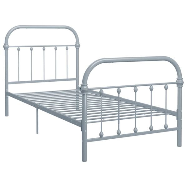 vidaXL Bed Frame without Mattress Grey Metal 100x200 cm