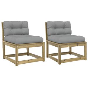 vidaXL Garden Sofas with Cushions 2pcs Impregnated Wood Pine