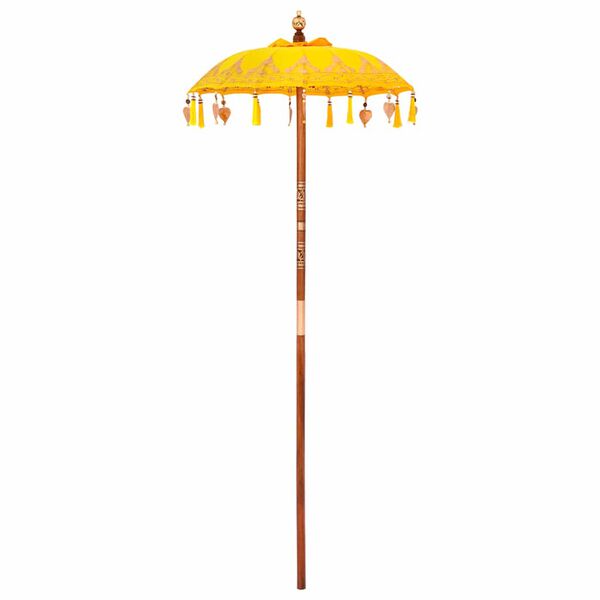 vidaXL Balinese Parasol Yellow 95 x 95 x 260 cm Cotton and Wood