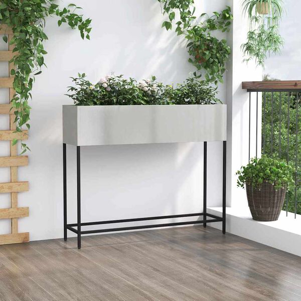vidaXL Raised Garden Planter Silver 100 x 26 x 82 cm Stainless steel