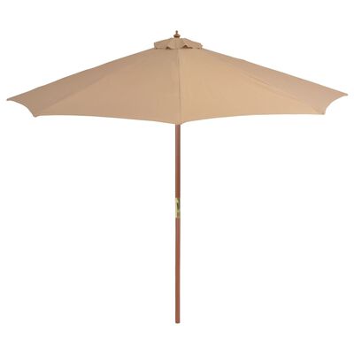 vidaXL Outdoor Parasol with Wooden Pole 300 cm Taupe