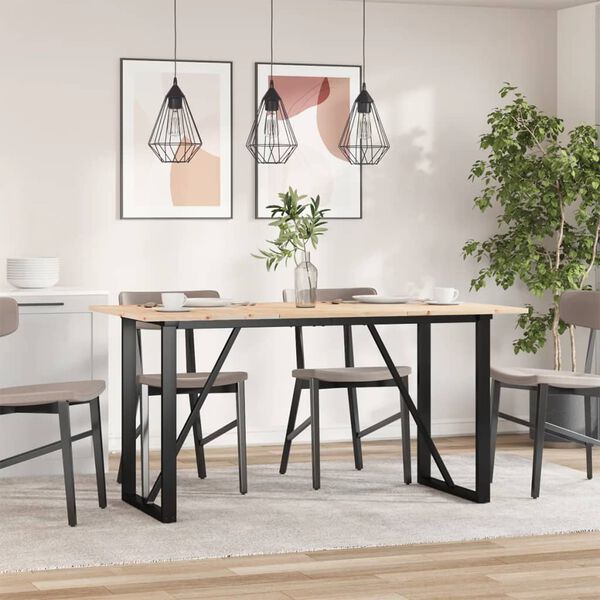 vidaXL Dining Table O-Frame 160x80x75 cm Solid Wood Pine and Steel