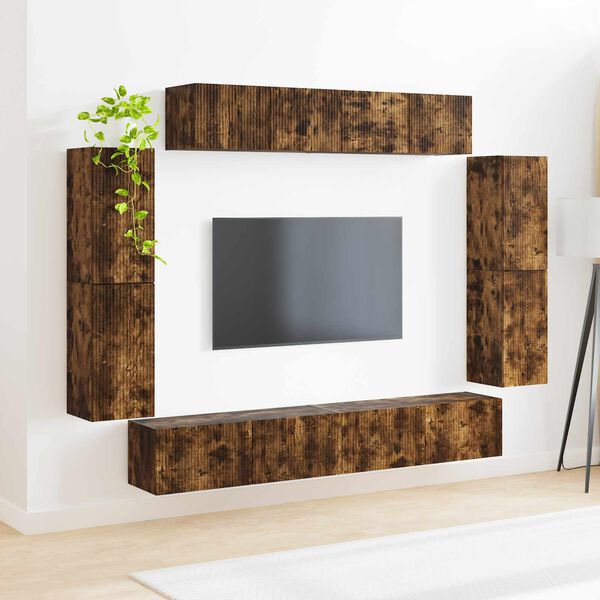 vidaXL TV Cabinet 8 pcs Smoked Oak
