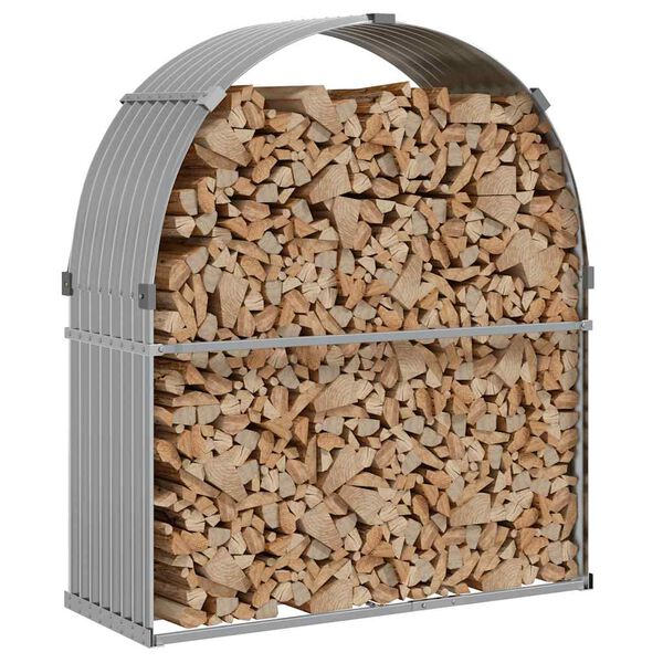 vidaXL Log Holder Light Grey 120x45x140 cm Galvanised Steel