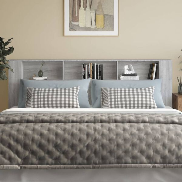 vidaXL Headboard Cabinet Grey Sonoma 200x18.5x104.5 cm