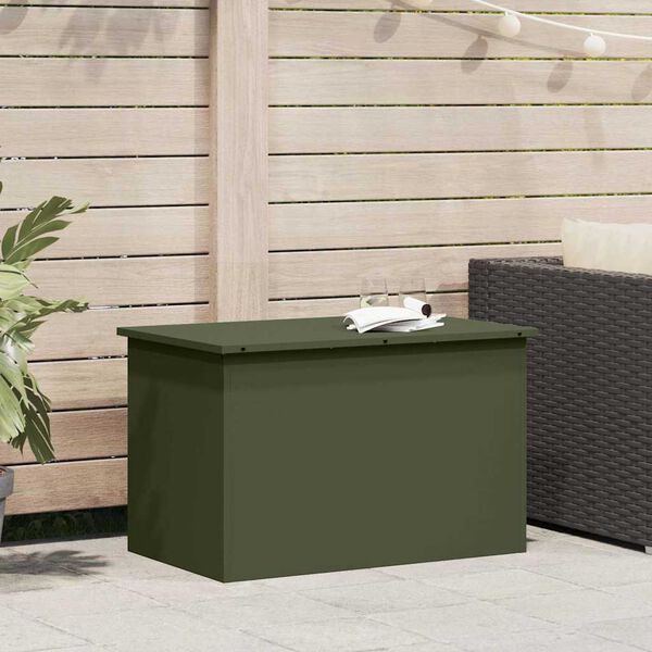 vidaXL Outdoor Storage Box Olive Green 80 x 50.5 x 50 cm Steel