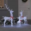 vidaXL Reindeer Family 3 pcs Cold white 68 x 26 x 127 cm Fabric