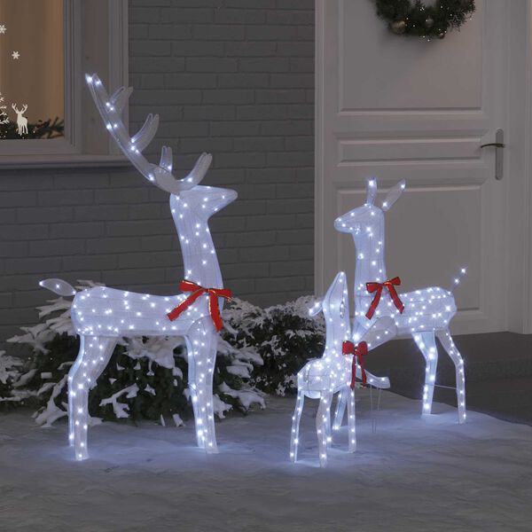 vidaXL Reindeer Family 3 pcs Cold white 68 x 26 x 127 cm Fabric