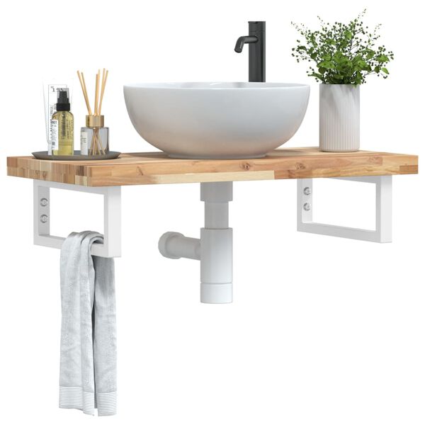 vidaXL Basin Shelf Wall Mounted Steel and Solid Wood Acacia