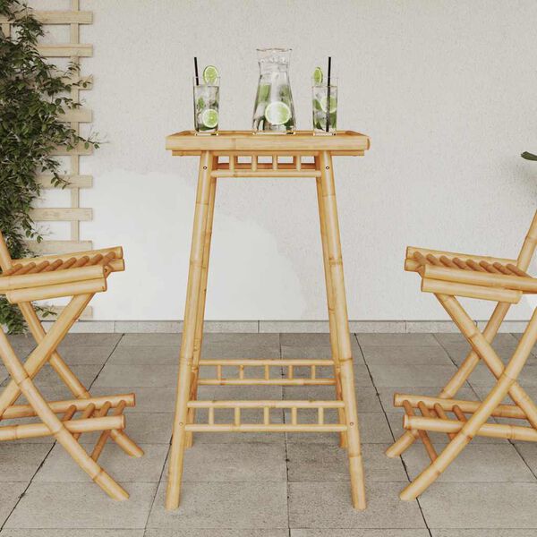 vidaXL Outdoor Bar Table Square 55x55x100 cm Bamboo