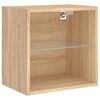 vidaXL Bedside Cabinet with LED Lights Wall-mounted Sonoma Oak