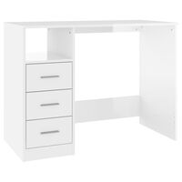 vidaXL Desk with Drawers High Gloss White 102x50x76 cm Engineered Wood