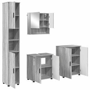 vidaXL Bathroom Furniture Set 4 pcs Grey Sonoma 61 x 35 x 64 cm