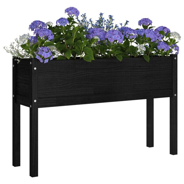 vidaXL Garden Planter Black 110x31x70 cm Solid Pinewood