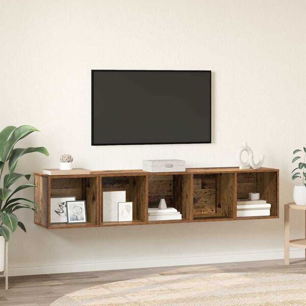 vidaXL TV Cabinet Set Wall-mounted 2 pcs Old Wood Engineered Wood