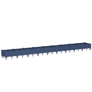 vidaXL Garden Planter with Pegs Blue Grey 362.5x42.5x28.5 cm PP